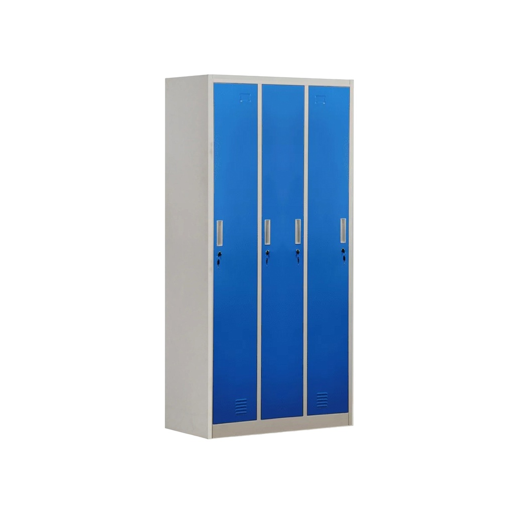 Armoire de rangement en acier 3 portes casier portes bleues LYD