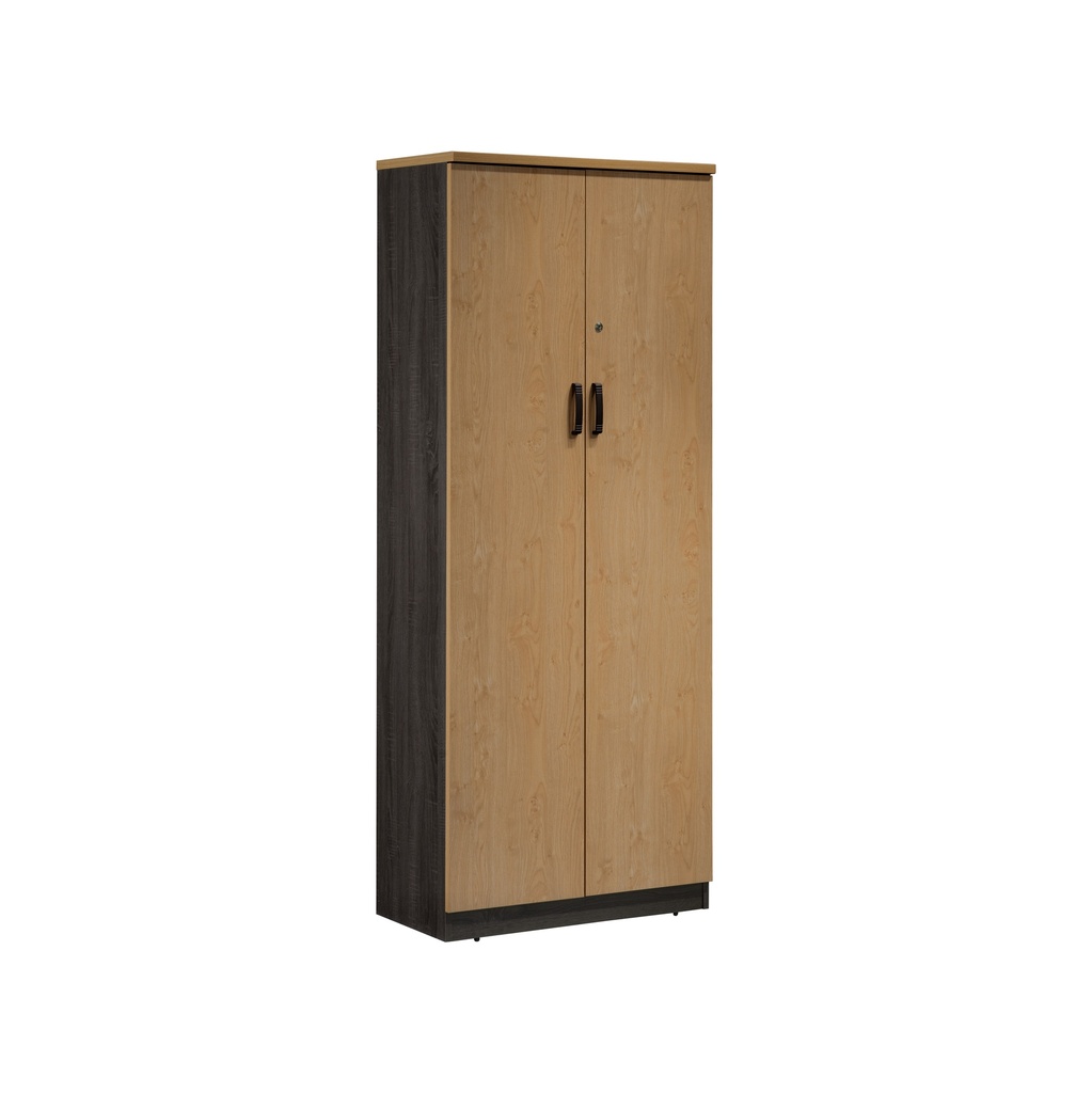 Bibliothèque Avec Porte Bois Chêne D'Angleterre + Solama Gris L800XW420XH2035mm