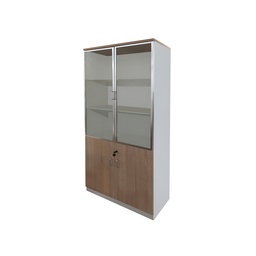 [BPRB-GD2001] ARMOIRE HAUTE PORTES EN VERRE BATTANTES NEW OAK/WHITE